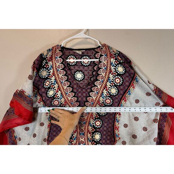 Gypsie Blu Kaftan Lightweight Boho Beach Coverup Dress Women's One Size - Picture 11 of 12